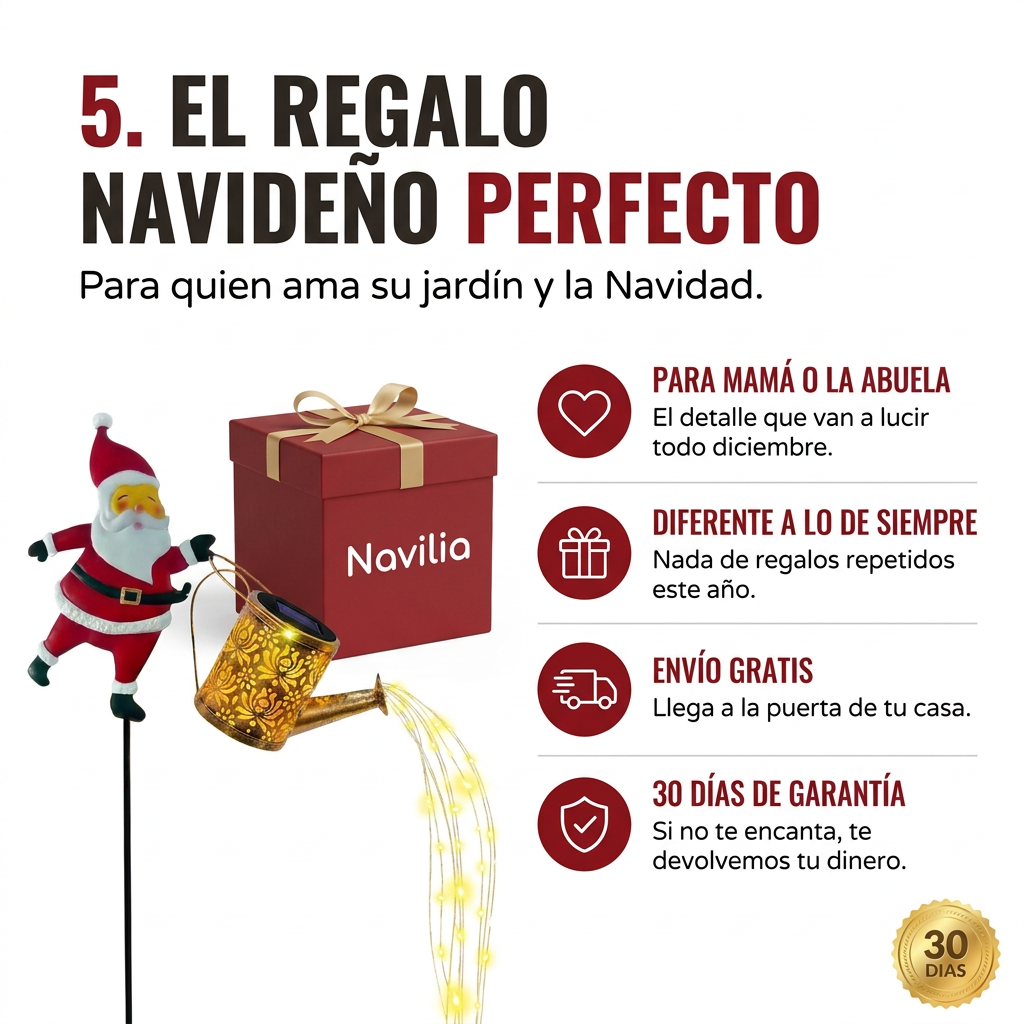 Papá Noel solar con cascada de luces
