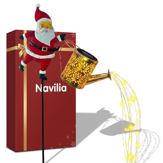 Papá Noel solar con cascada de luces
